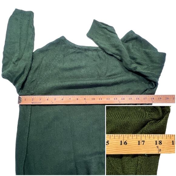 Zara Knit Floral Chiffon Sweater Tunic High Low Split Hem Long Sleeves Green - Picture 10 of 12